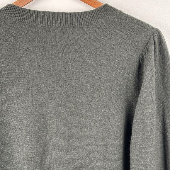 VERONICA BEARD Charcoal Green Cashmere Pullover Sweater Size Large Button Accent - Picture 11 of 11